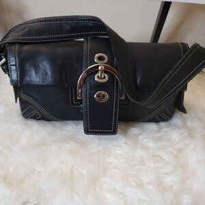 Coach soho leather womens shoulder bag  purse black